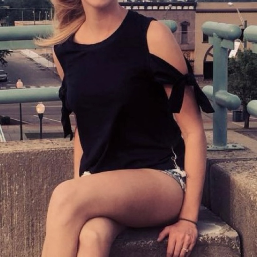 H&M Navy Cold Shoulder Tee